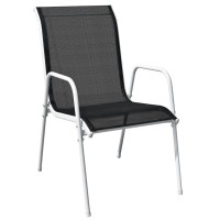 vidaXL Stackable Patio Chairs 2 pcs Steel and Textilene Black