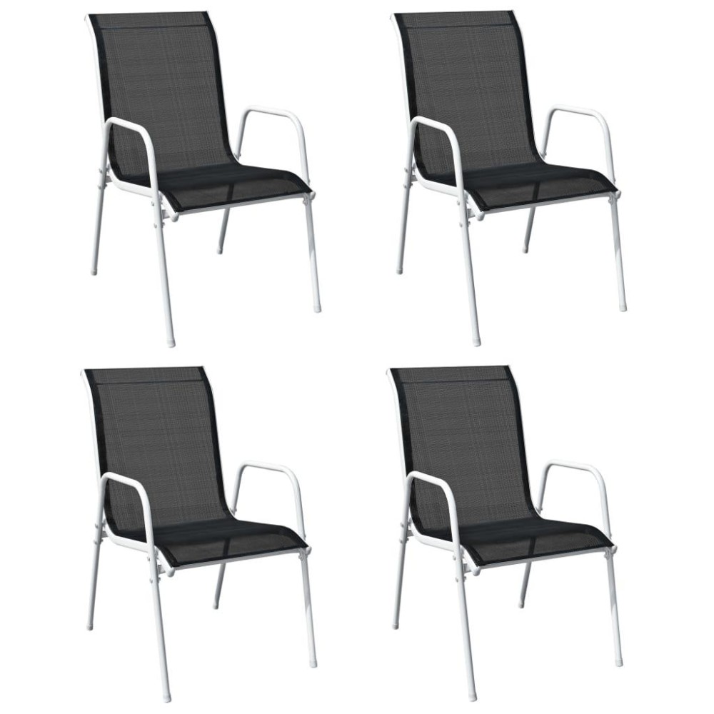 vidaXL Stackable Patio Chairs 4 pcs Steel and Textilene Black