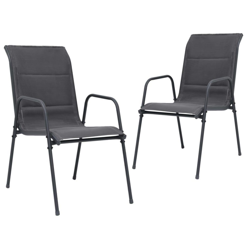 vidaXL Stackable Patio Chairs 2 pcs Steel and Textilene Anthracite