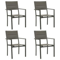 vidaXL Patio Chairs 4 pcs Textilene and Steel Gray and Anthracite