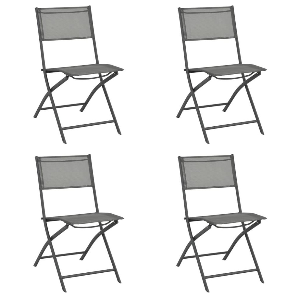 vidaXL Folding Patio Chairs 4 pcs Gray Steel and Textilene