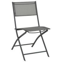 vidaXL Folding Patio Chairs 4 pcs Gray Steel and Textilene