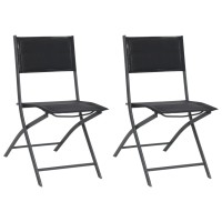 vidaXL Folding Patio Chairs 2 pcs Steel and Textilene