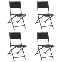 vidaXL Folding Patio Chairs 4 pcs Steel and Textilene