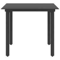 Vidaxl Patio Dining Table Black 31.5X31.5X29.1 Steel And Glass
