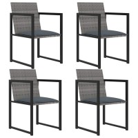 Vidaxl 5 Piece Patio Dining Set With Cushions Poly Rattan Gray