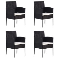 Vidaxl Patio Chairs 4 Pcs Poly Rattan Black