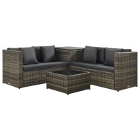 Vidaxl 4 Piece Patio Lounge Set With Cushions Poly Rattan Gray
