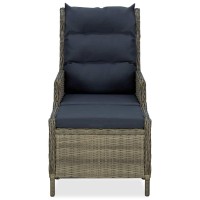 Vidaxl Reclining Patio Chair With Footstool Poly Rattan Brown