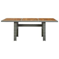 Vidaxl Patio Table Light Gray Poly Rattan And Solid Acacia Wood