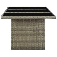 Vidaxl Patio Table Brown Poly Rattan And Tempered Glass