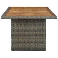 Vidaxl Patio Table Brown Poly Rattan And Solid Acacia Wood