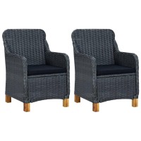 Vidaxl Patio Chairs With Cushions 2 Pcs Poly Rattan Dark Gray