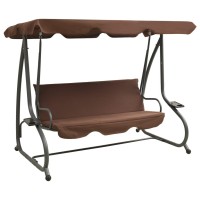 Vidaxl Outdoor Swing Bench With Canopy Coffee