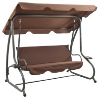 Vidaxl Outdoor Swing Bench With Canopy Coffee