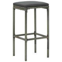 Vidaxl Bar Stools With Cushions 2 Pcs Gray Poly Rattan