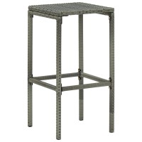 Vidaxl Bar Stools With Cushions 2 Pcs Gray Poly Rattan