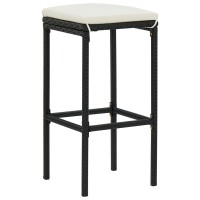 Vidaxl Bar Stools With Cushions 6 Pcs Black Poly Rattan