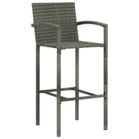 Vidaxl Bar Stools 2 Pcs Gray Poly Rattan