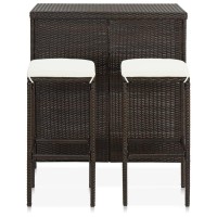 Vidaxl 3 Piece Bar Set Poly Rattan Brown