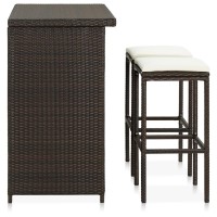 Vidaxl 3 Piece Bar Set Poly Rattan Brown