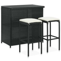 Vidaxl 3 Piece Bar Set Poly Rattan Black