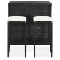 Vidaxl 3 Piece Bar Set Poly Rattan Black