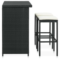 Vidaxl 3 Piece Bar Set Poly Rattan Black