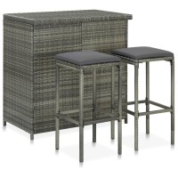 Vidaxl 3 Piece Bar Set Poly Rattan Gray