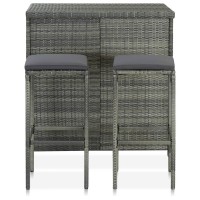 Vidaxl 3 Piece Bar Set Poly Rattan Gray