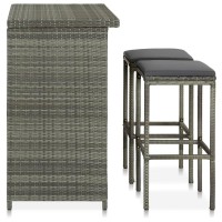 Vidaxl 3 Piece Bar Set Poly Rattan Gray