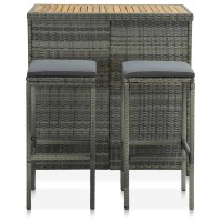 Vidaxl 3 Piece Bar Set Poly Rattan Gray