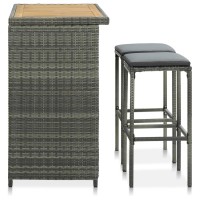 Vidaxl 3 Piece Bar Set Poly Rattan Gray