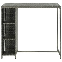 Vidaxl Bar Table With Storage Rack Gray 47.2X23.6X43.3 Poly Rattan
