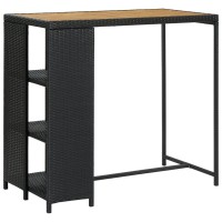 Vidaxl Bar Table With Storage Rack Black 47.2X23.6X43.3 Poly Rattan