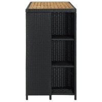 Vidaxl Bar Table With Storage Rack Black 47.2X23.6X43.3 Poly Rattan