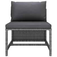 vidaXL 3 Piece Patio Sofa Set with Cushions Gray Poly Rattan