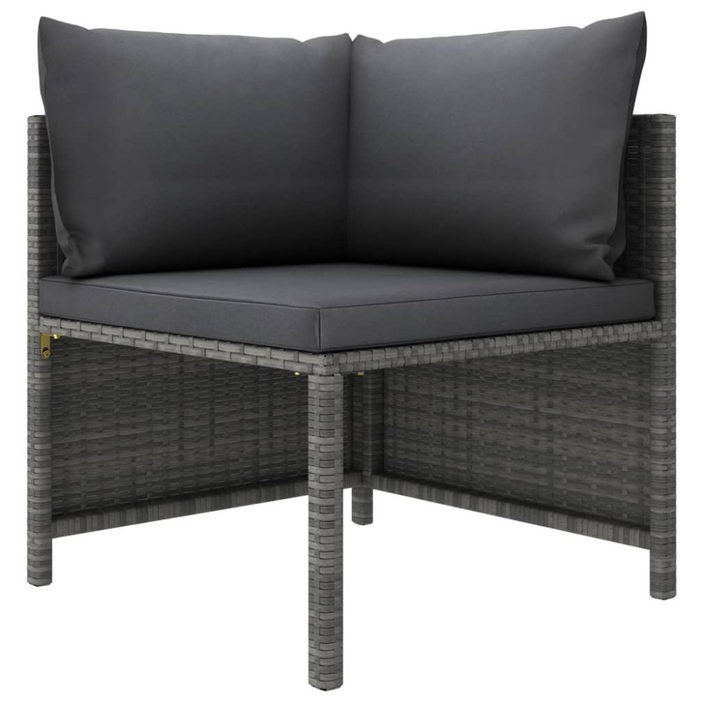 vidaXL 4-Seater Patio Sofa with Cushions Gray Poly Rattan