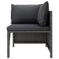 vidaXL 4-Seater Patio Sofa with Cushions Gray Poly Rattan