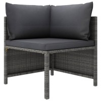 vidaXL 5 Piece Patio Sofa Set with Cushions Gray Poly Rattan