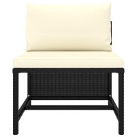 Vidaxl 3 Piece Patio Sofa Set With Cushions Black Poly Rattan