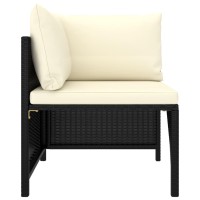 Vidaxl 4-Seater Patio Sofa With Cushions Black Poly Rattan