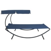 Vidaxl Patio Lounge Bed With Canopy And Pillows Blue