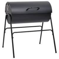 vidaXL Barrel Grill with 2 Cooking Grids Black 31.5