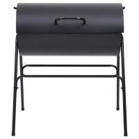 vidaXL Barrel Grill with 2 Cooking Grids Black 31.5