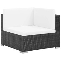 Vidaxl 7 Piece Patio Lounge Set With Cushions Poly Rattan Black