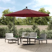 vidaXL Cantilever Umbrella with LED Lights Bordeaux Red 137.8