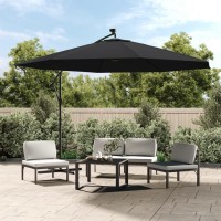 vidaXL Cantilever Umbrella with LED Lights Black 137.8