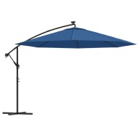 vidaXL Cantilever Umbrella with LED Lights Azure Blue 137.8