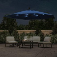 vidaXL Cantilever Umbrella with LED Lights Azure Blue 137.8